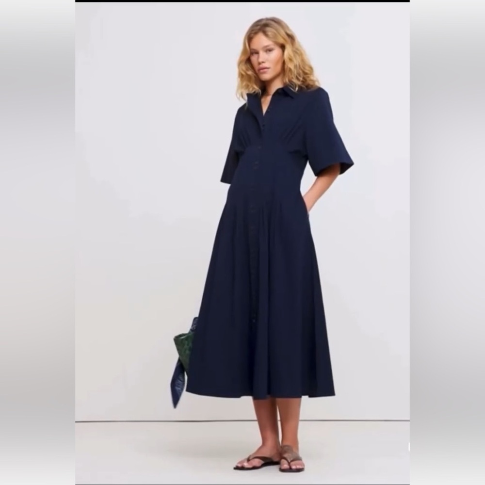 Banana Republic Navy Button-Front Midi Dress - Picture 2 of 7